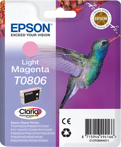 Epson Hummingbird Singlepack Light Magenta T0806 Claria Photographic Ink Epson Hummingbird Singlepack Light Magenta T0806 Claria Photographic Ink